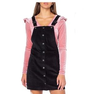 Celebrity Pink Black Corduroy Overall Jumper Dress Fall/Winter Style Size XS